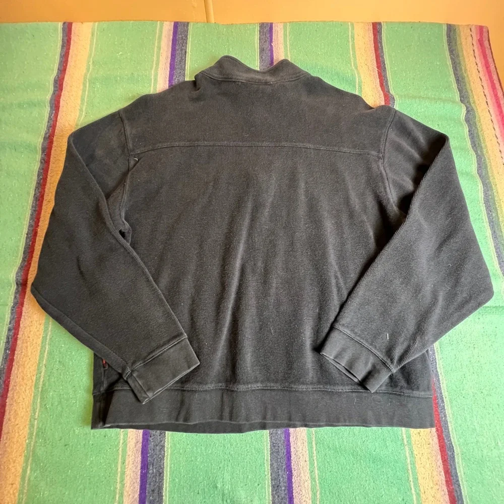 Wolverine Quarter Zip Pullover Mens Large Black Ribbed Cotton Knit Sweater